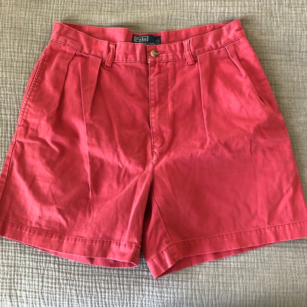 Polo by Ralph Lauren Men's Pleated Front Coral Shorts Size 33
